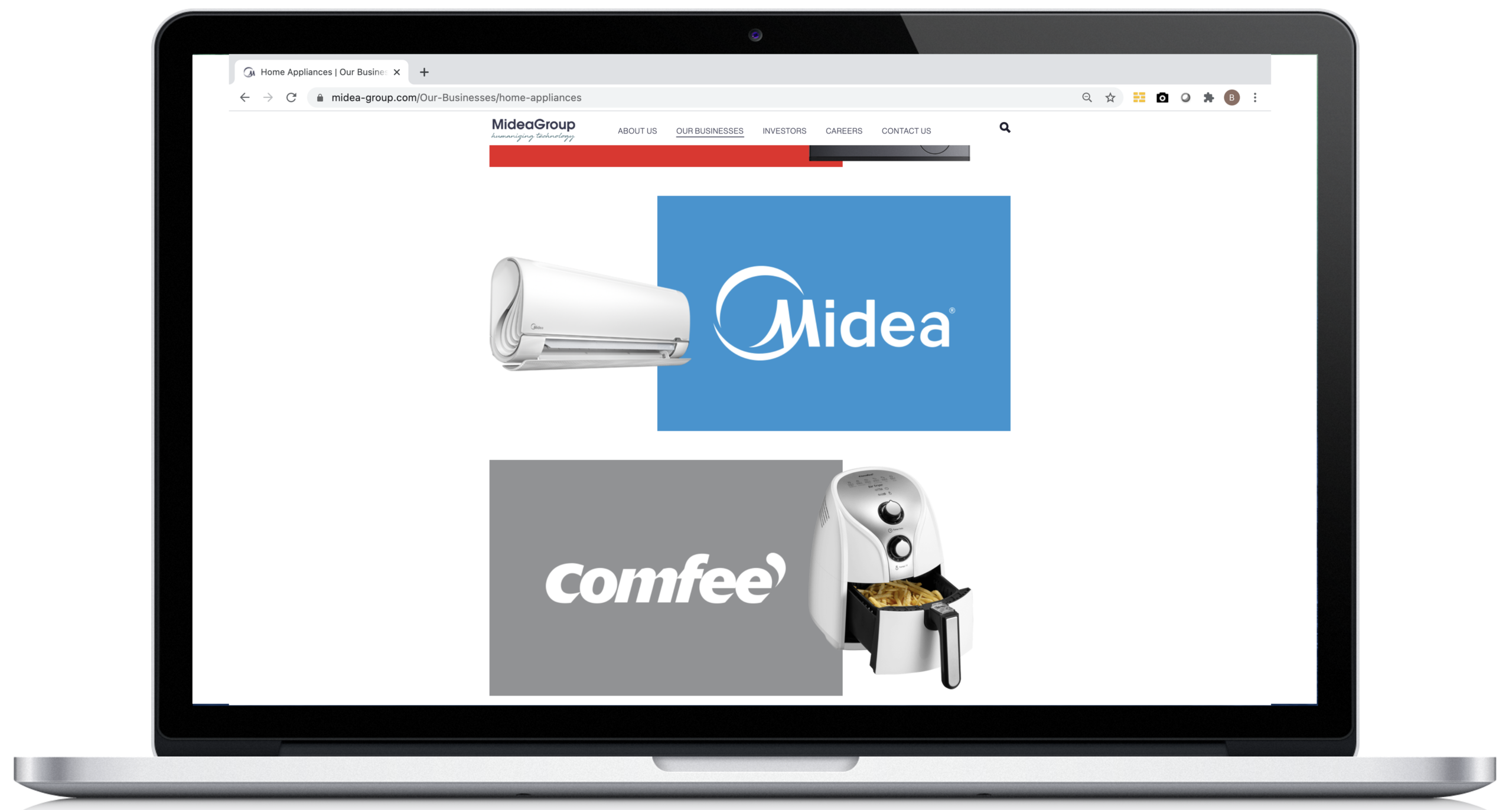 Midea Group - Website Screenshot - 5 Business Pillars - Smart Home - Home Appliances - Midea Comfee' - The Brando Group - Case Study - Brand Positioning - House of Brands - Brand Architecture